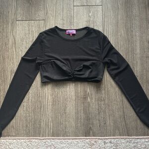 Edikted Black Long Sleeve Crop Top